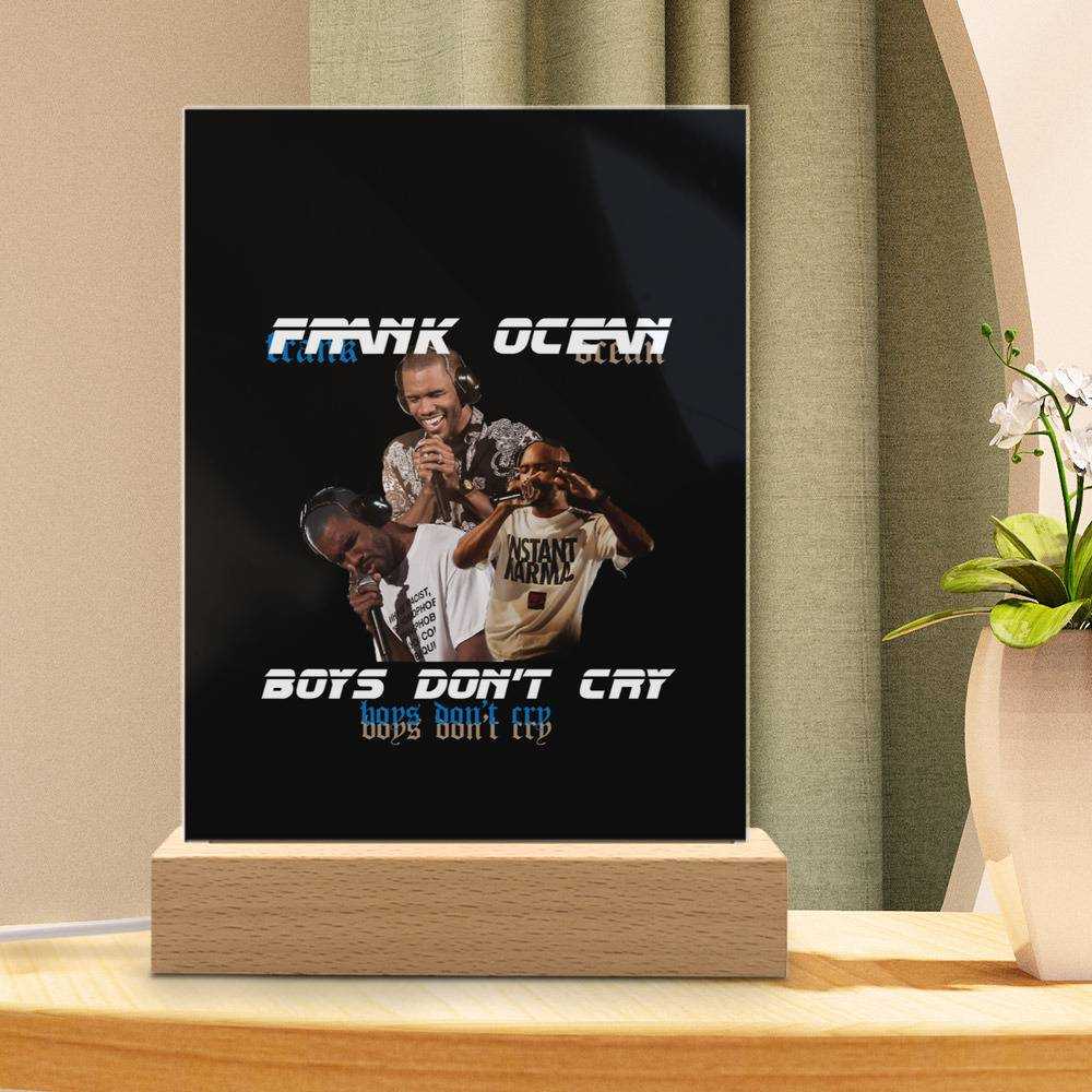 Frank Ocean Lamp Classic Celebrity Night Light Boys Don't Cry by Frank Ocean Lamp with Wooden Base