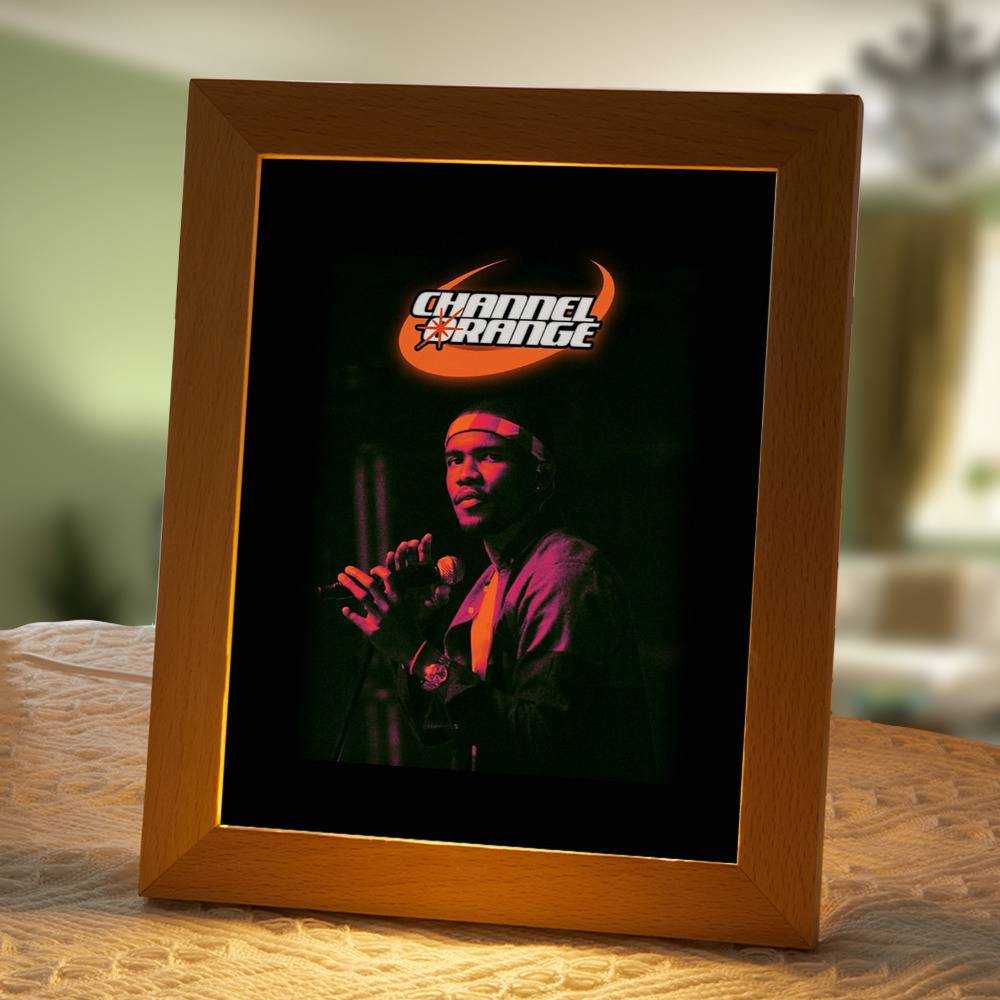 Frank Ocean Lamp Classic Celebrity Night Light Channel Orange Logo by Frank Ocean Lamp with Wooden Frame