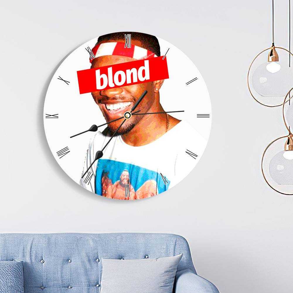 Frank Ocean Round Wall Clock Home Decor Wall Clock Gifts for Frank Ocean Fans Blond Blonde Endless Hip Hop Rap Wall Clock Blonded / Blonde / Blond