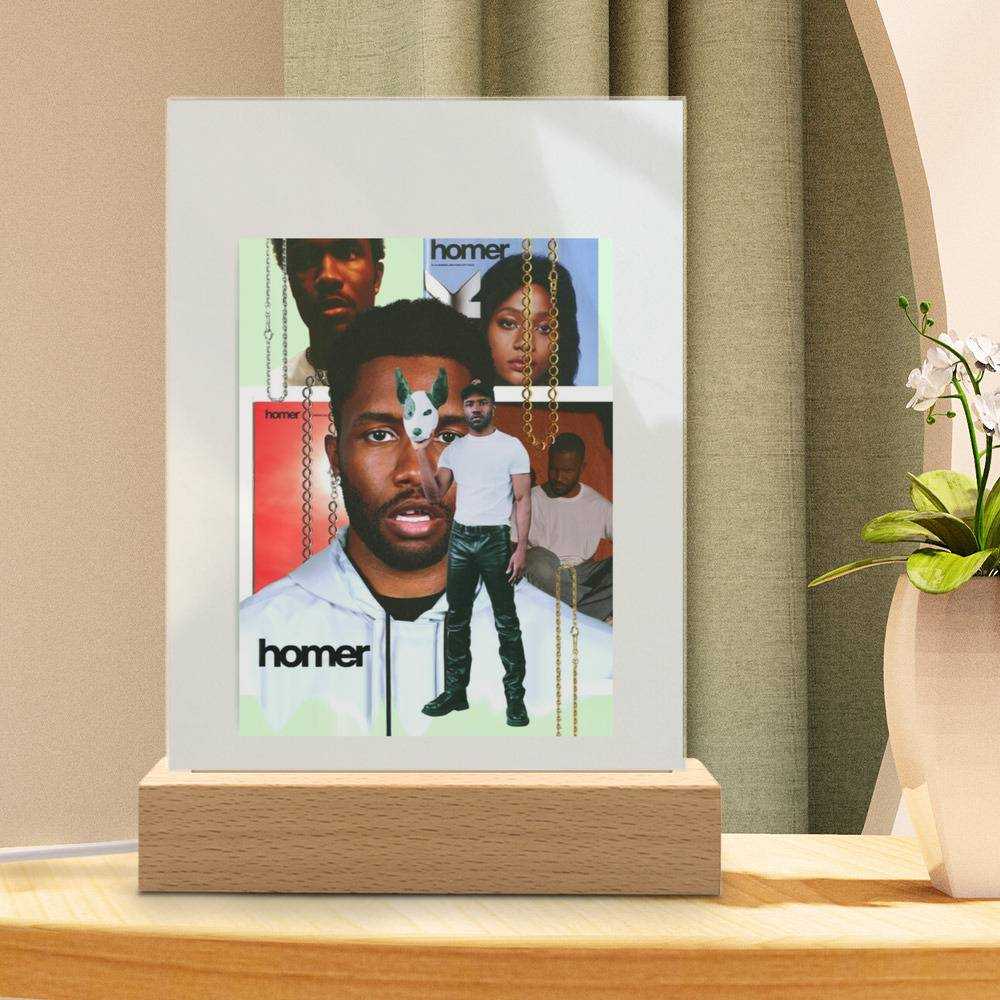 Frank Ocean Lamp Classic Celebrity Night Light Homer Collage by Frank Ocean Lamp with Wooden Base