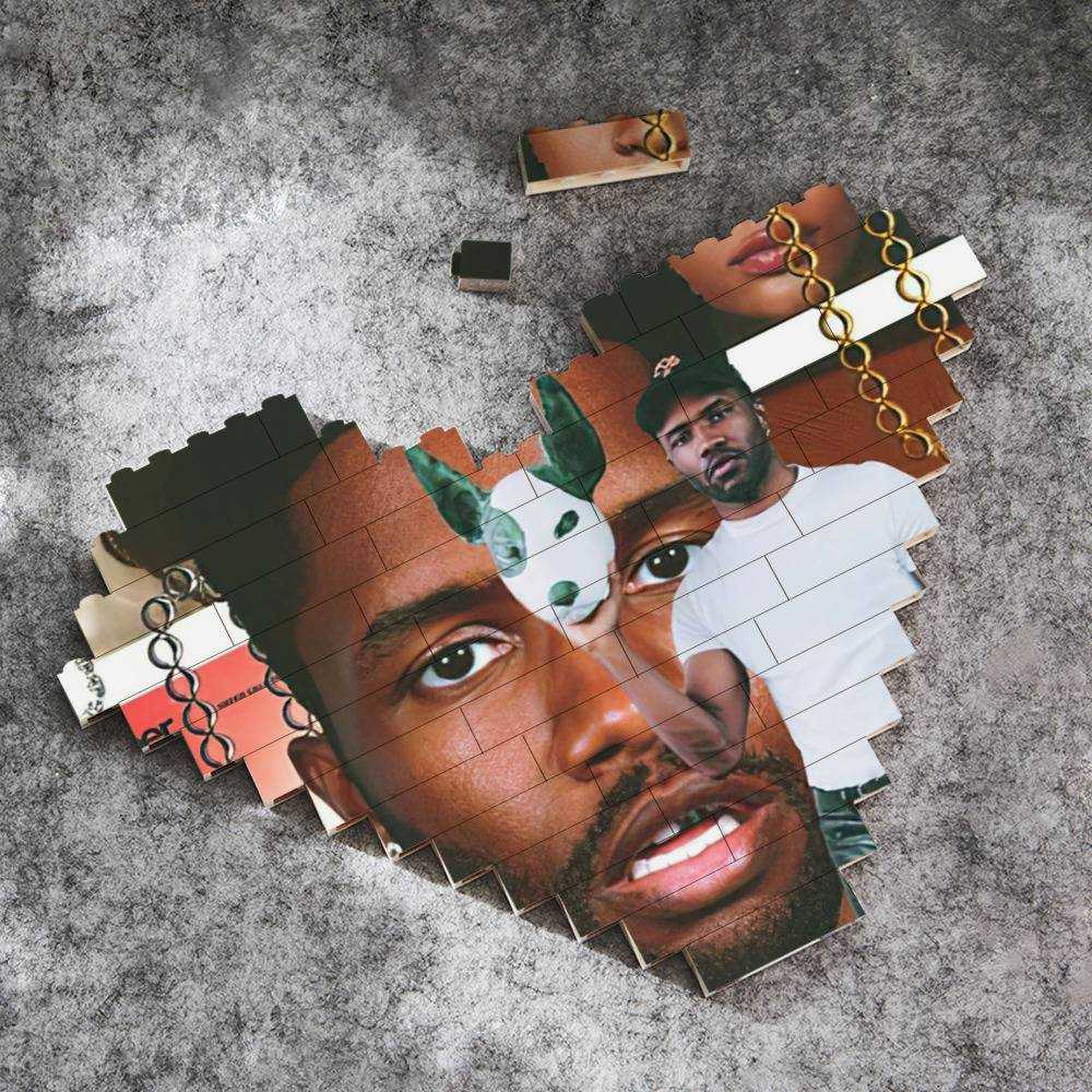 Frank Ocean Merch Heart Shape Building Blocks Gift for Fans Homer Collage Building Blocks