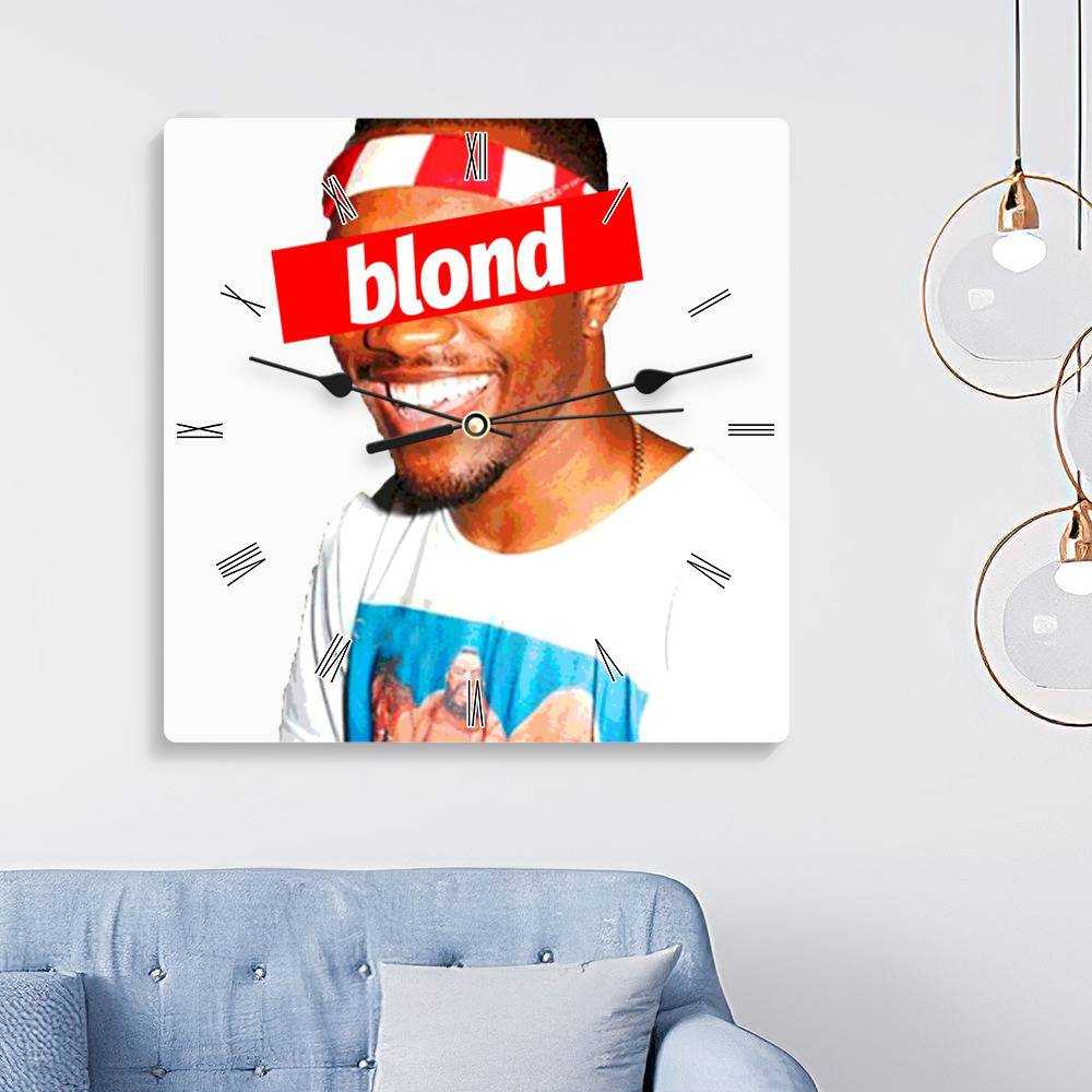 Frank Ocean Square Wall Clock Home Decor Wall Clock Gifts for Frank Ocean Fans Blond Blonde Endless Hip Hop Rap Wall Clock Blonded / Blonde / Blond