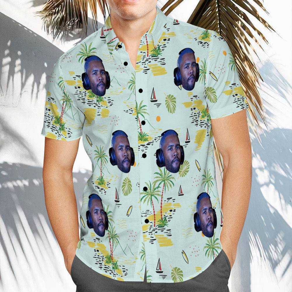 Frank Ocean Hawaiian Shirt Custom Photo Hawaiian Shirt Chinoiserie Beach Print Hawaiian Shirt