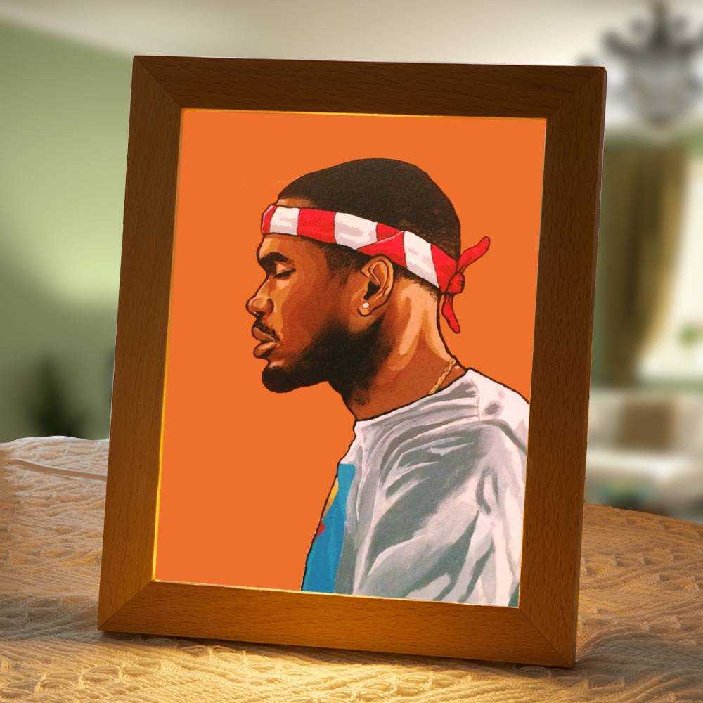 Frank Ocean Lamp Classic Celebrity Night Light Channel Orange Album Art by Frank Ocean Lamp with Wooden Frame