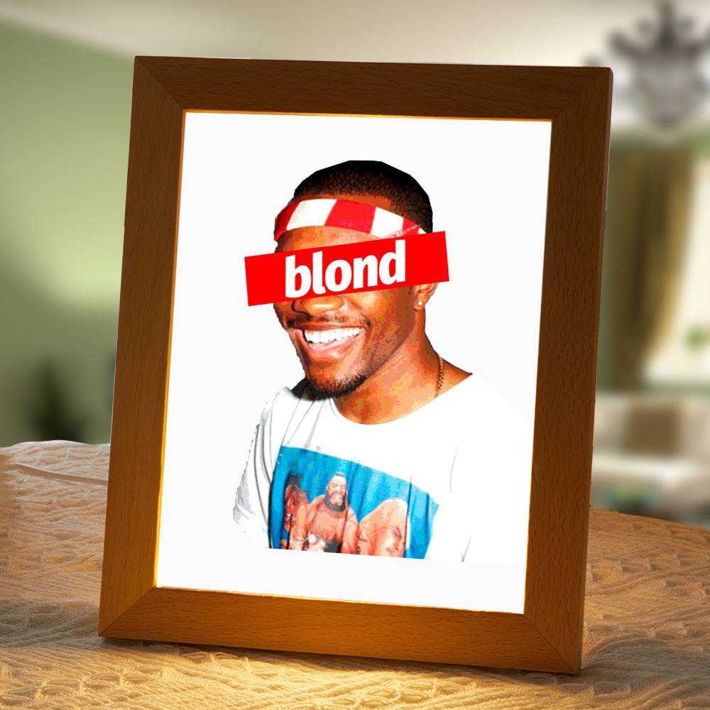 Frank Ocean Lamp Classic Celebrity Night Light Blond Blonde Endless Hip Hop Rap by Frank Ocean Lamp with Wooden Frame Blonded / Blonde / Blond