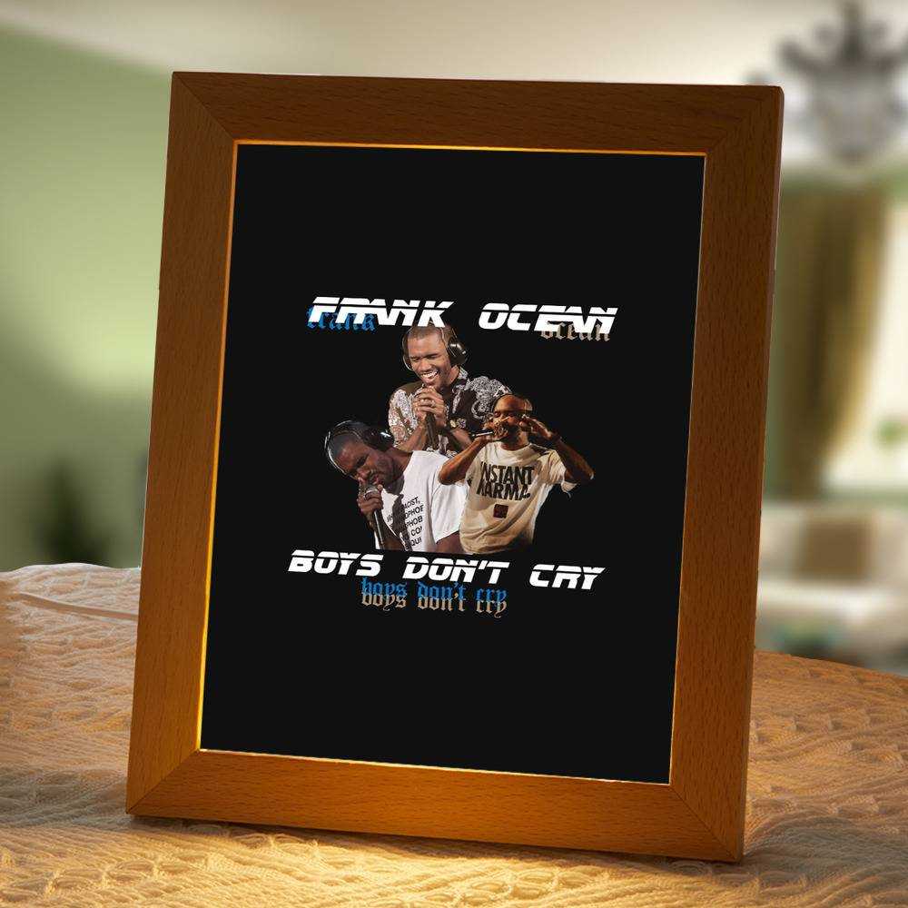Frank Ocean Lamp Classic Celebrity Night Light Boys Don't Cry by Frank Ocean Lamp with Wooden Frame