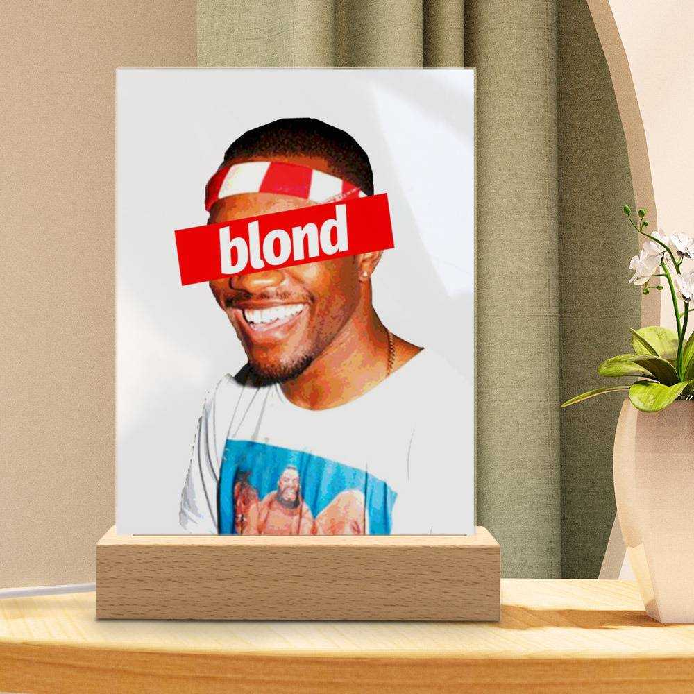 Frank Ocean Lamp Classic Celebrity Night Light Blond Blonde Endless Hip Hop Rap by Frank Ocean Lamp with Wooden Base Blonded / Blonde / Blond