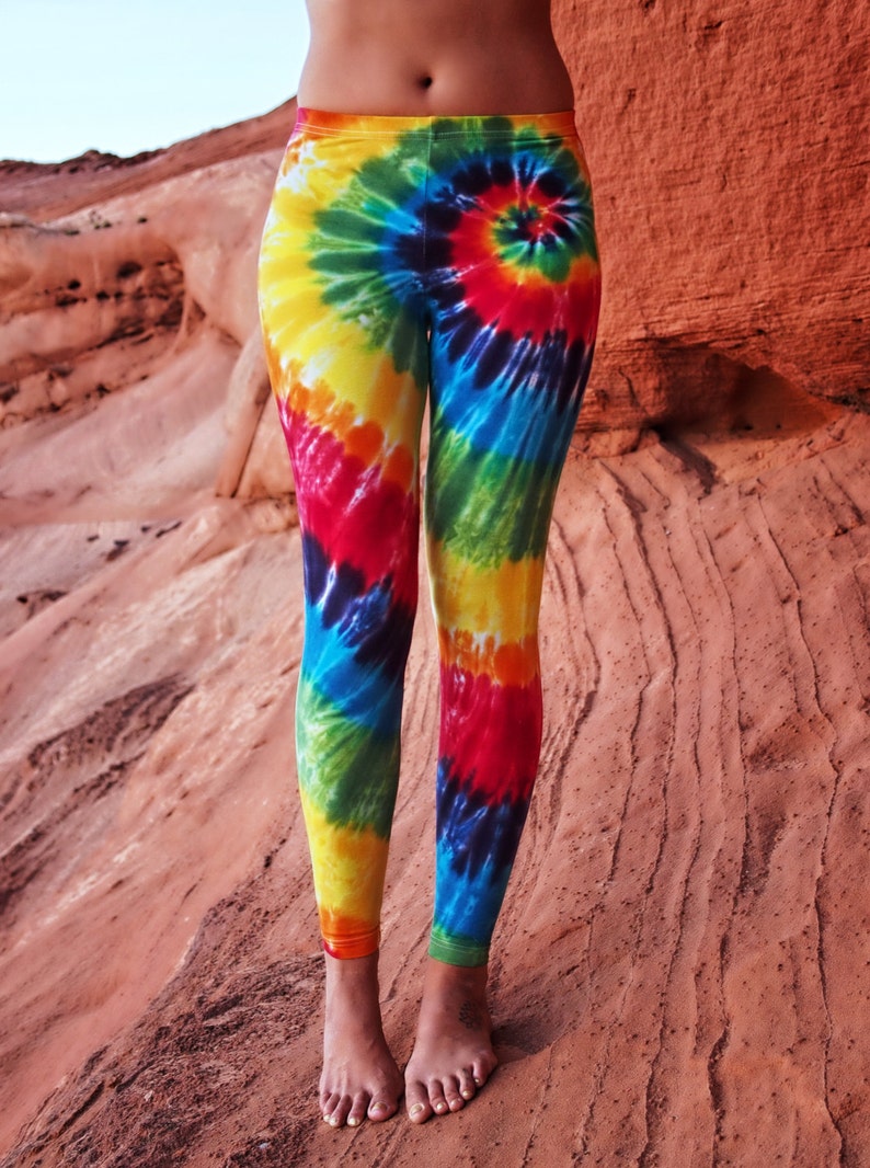 Custom Tie Dye Leggings - XL Rainbow Wave