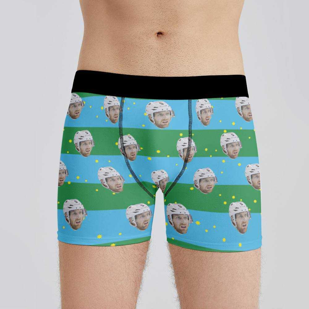Braydon Price Boxers Custom Photo Boxers Men's Underwear Striped Printed Boxers Blue