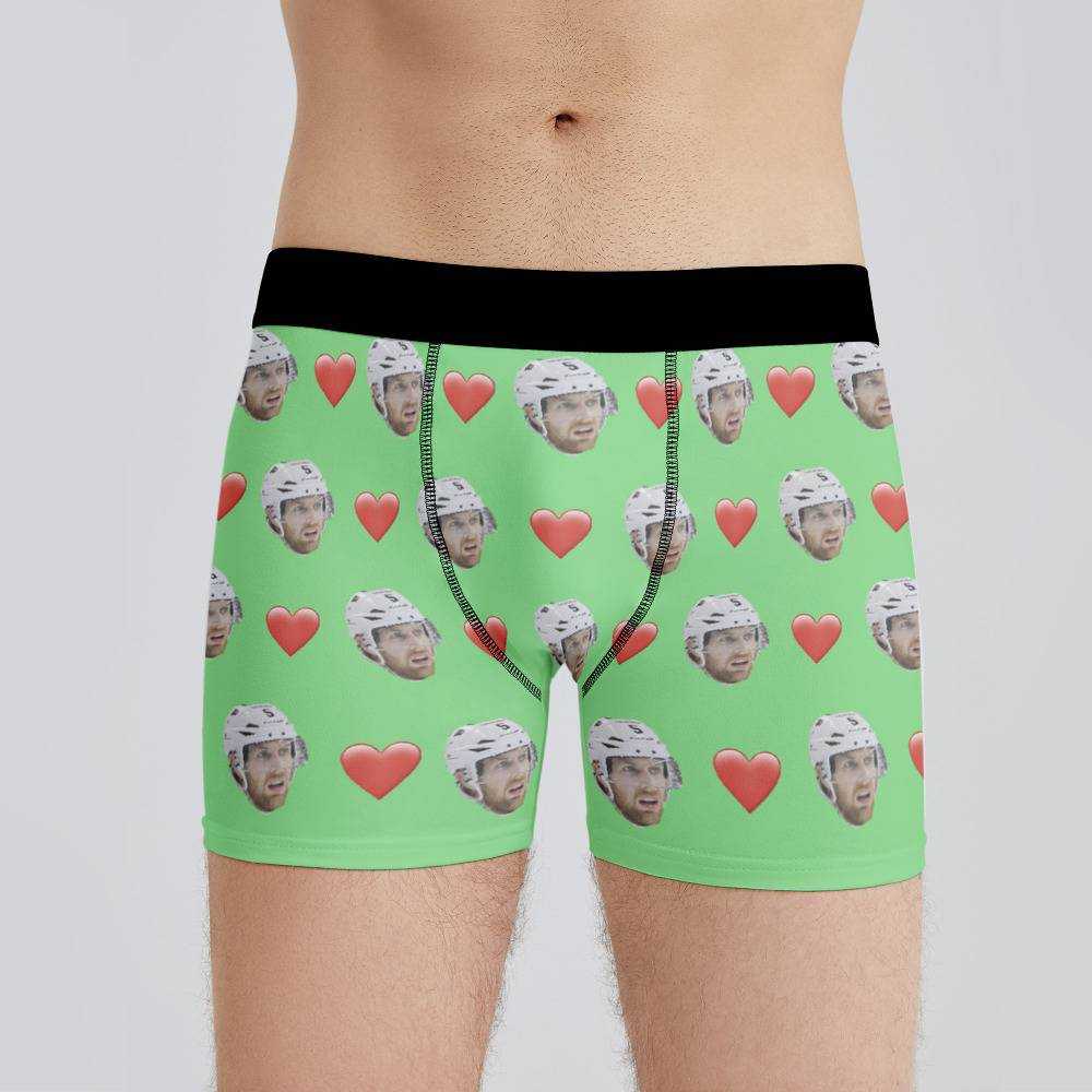 Braydon Price Boxers Custom Photo Boxers Men's Underwear Heart Boxers Green