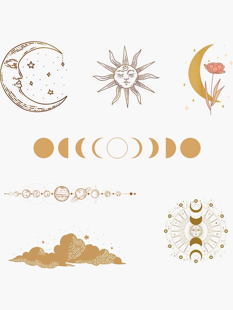 This Celestial Boho Pack Sticker Is High Quality And Cheap.