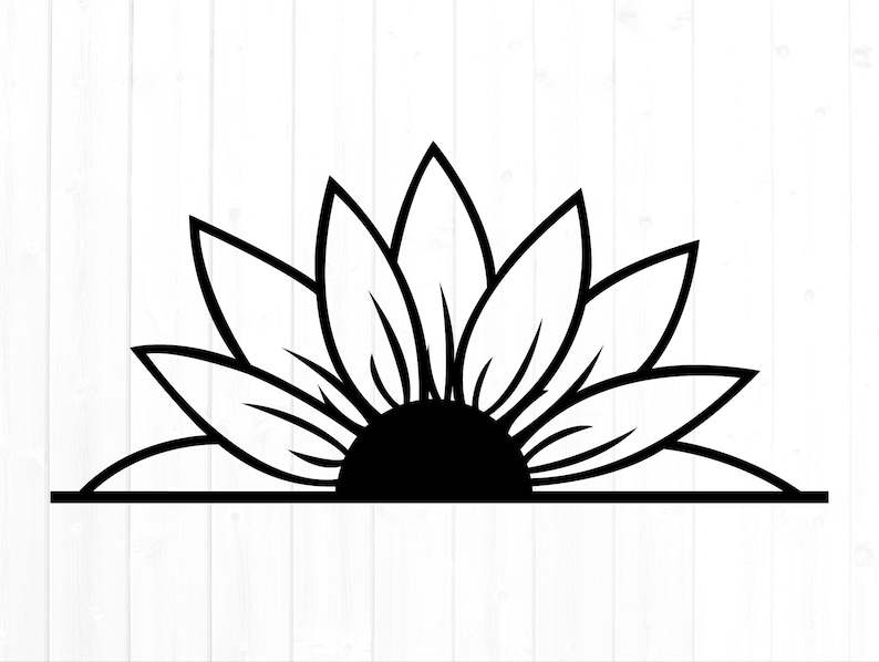 Half Sunflower Svg Free for Cricut, Commercial Use, Cut File, Silhouette, Digital Download#1