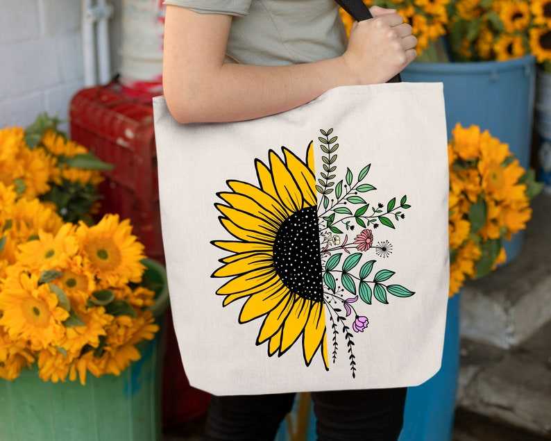 Half Sunflower Svg, Wildflowers Svg, Flower Svg, Digital download#7