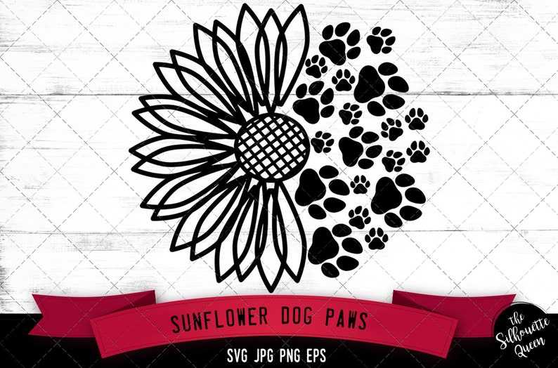 Half Sunflower Svg, Dog Paws svg, Puppy Paws Svg, Digital Download#1