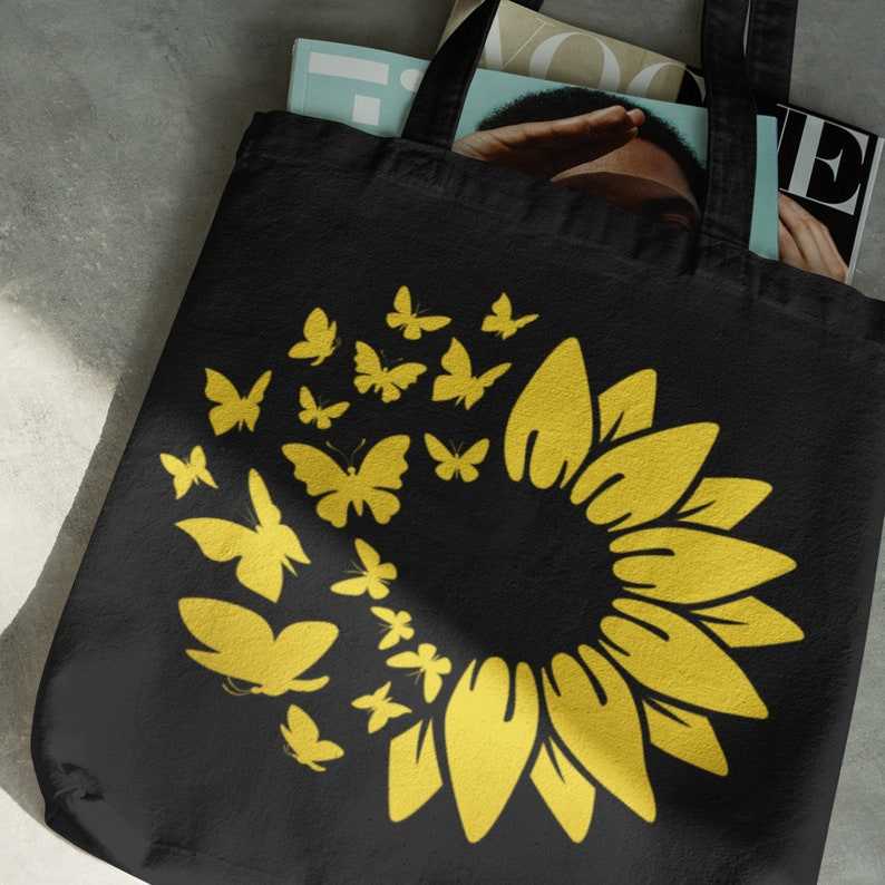 Sunflower Butterfly Svg, Distressed Sunflower, Sunflower and Butterflies Print Design, Digital Download#4