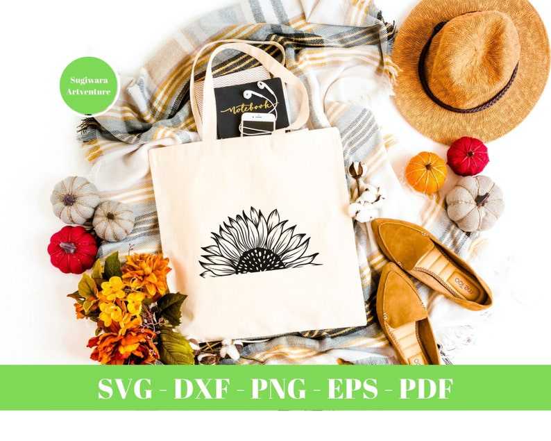 Half Sunflower Svg Free, Sunflower Cut File Flower Svg, Digital Download#1