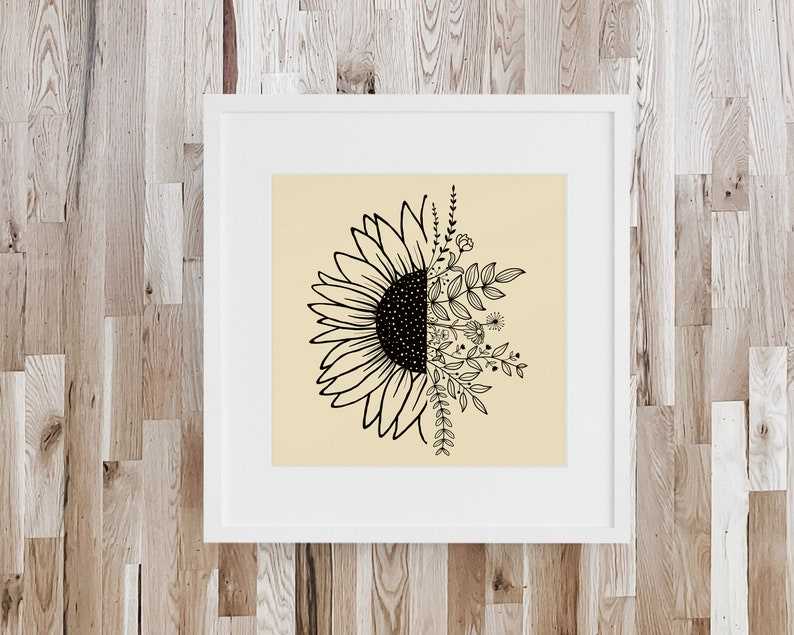 Half Sunflower Svg, Wildflowers Svg, Flower Svg, Digital download#4