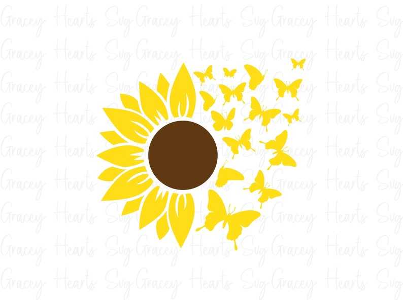 Sunflower Butterfly Svg, Sunflower Bundle Svg, Digital Download#5