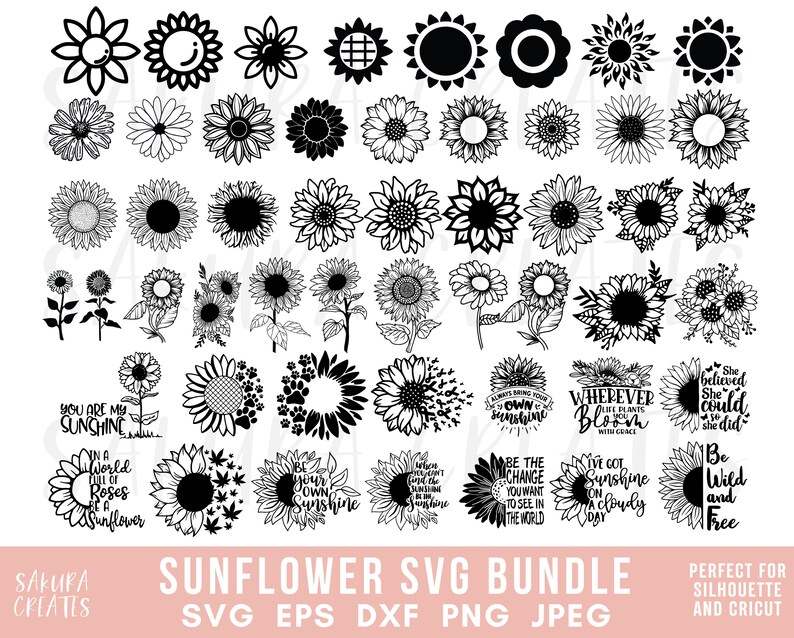 200+ Sunflower SVG Bundle High Quality Perfect for your Design