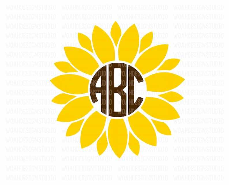 Cricut Sunflower Monogram SVG, Cricut and Silhouette Cut Files, Digital Download#1