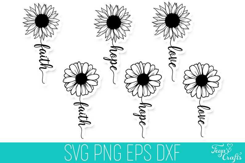Faith SVG Bundle, Faith Hope Love SVG, Family Faith Hope Love Cross Svg Files, Sunflower Svg, Cross Svg Cricut, Digital Download#5