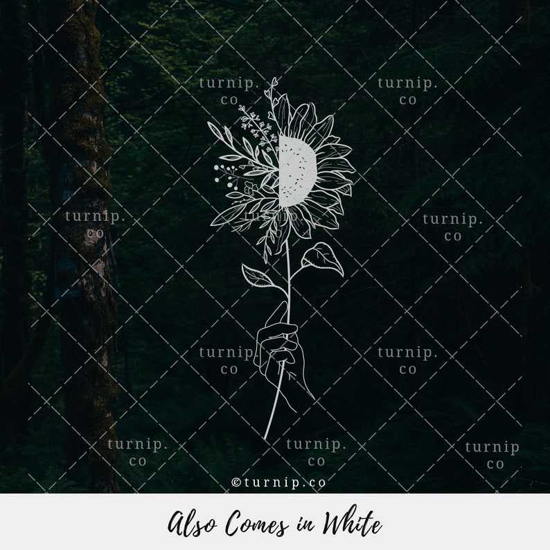 Half Sunflower SVG Black & White High Quality Perfect for your Design