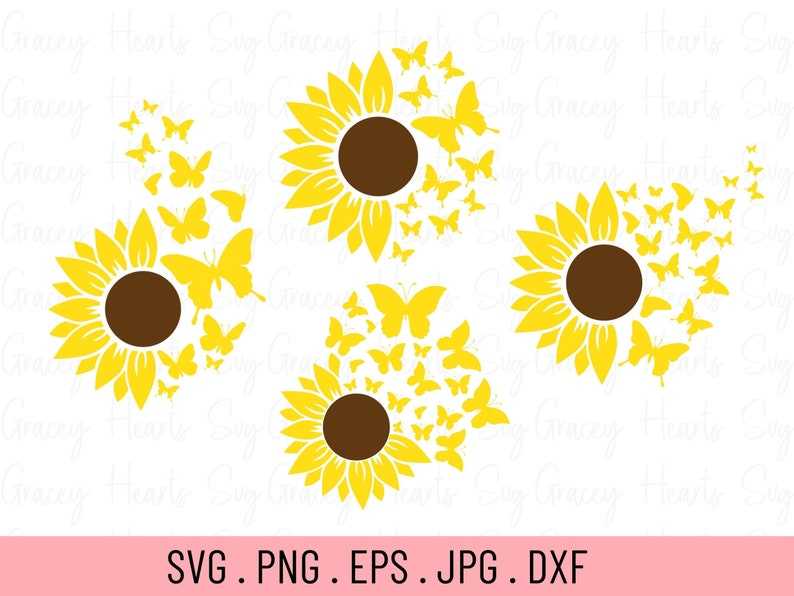 Sunflower Butterfly Svg, Sunflower Bundle Svg, Digital Download#3