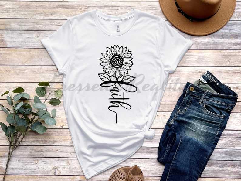 Faith Sunflower Svg Pvg Jpg, Sunflower Svg Black And White#1