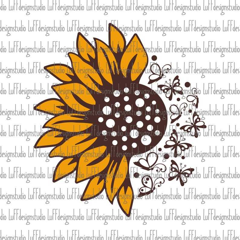Butterfly Sunflower Svg, Valentine Svg, Half Sunflower, Digital Download#3