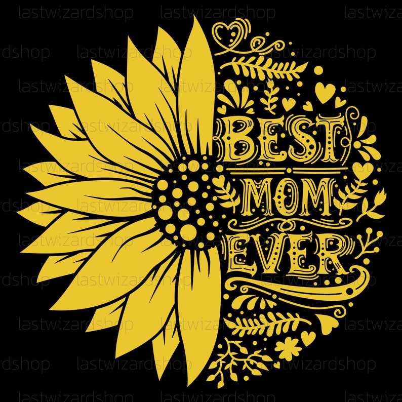 Best Mom Ever In Sunflower Svg, Sunflower Mama Svg, Half Sunflower Svg, Digital Download#3