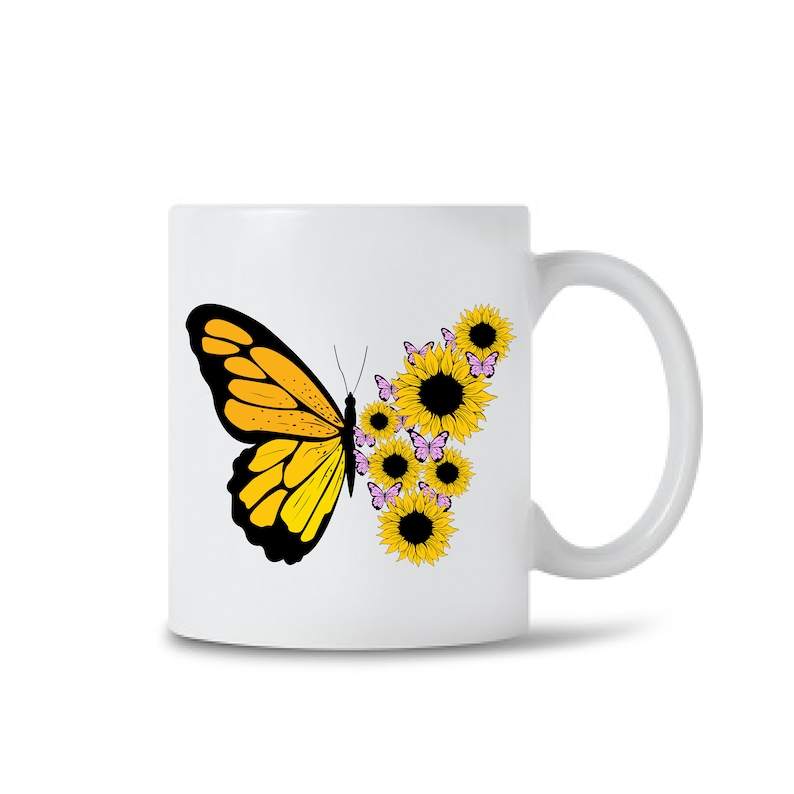 Sunflower Butterfly Svg, Sunflower Butterfly for Cricut, Sunflower with Butterfly Cut File Clipart, Digital Download#3