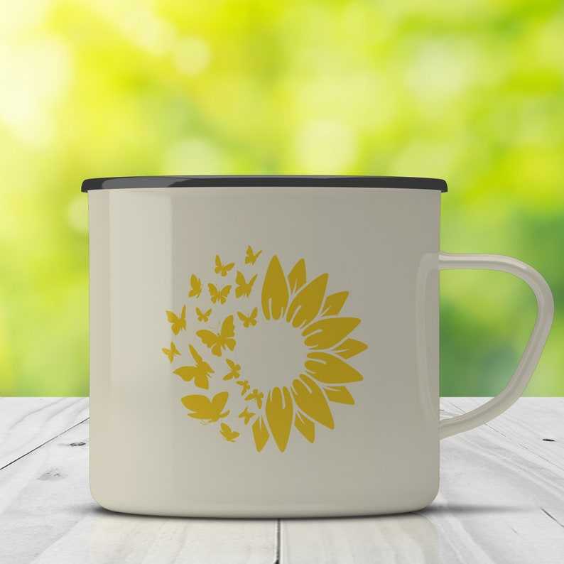 Sunflower Butterfly Svg, Distressed Sunflower, Sunflower and Butterflies Print Design, Digital Download#5
