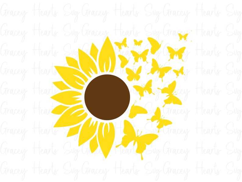 Sunflower Butterfly Svg, Sunflower Bundle Svg, Digital Download#6