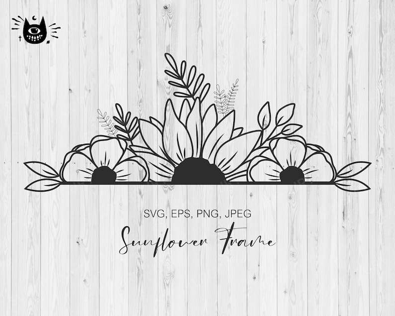 Half Sunflower Svg Free, Clipart Design Element, Cut File Print Ready, Digital Download#1