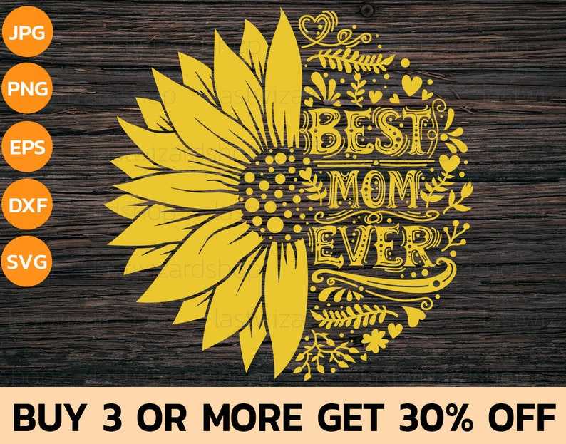 Best Mom Ever In Sunflower Svg, Sunflower Mama Svg, Half Sunflower Svg, Digital Download#2