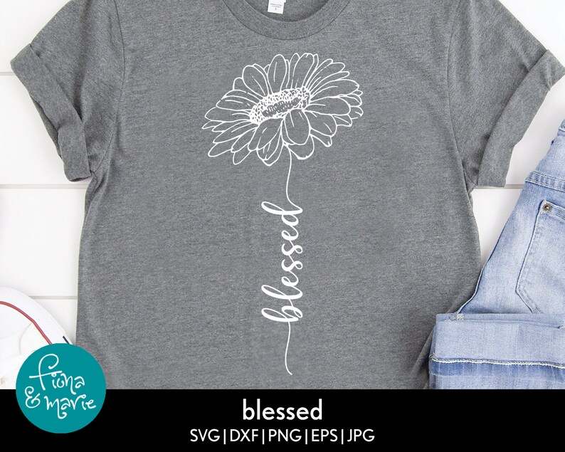 Blessed Cursive Type Sunflower Svg, Cut File Cricut, Digital Download#3