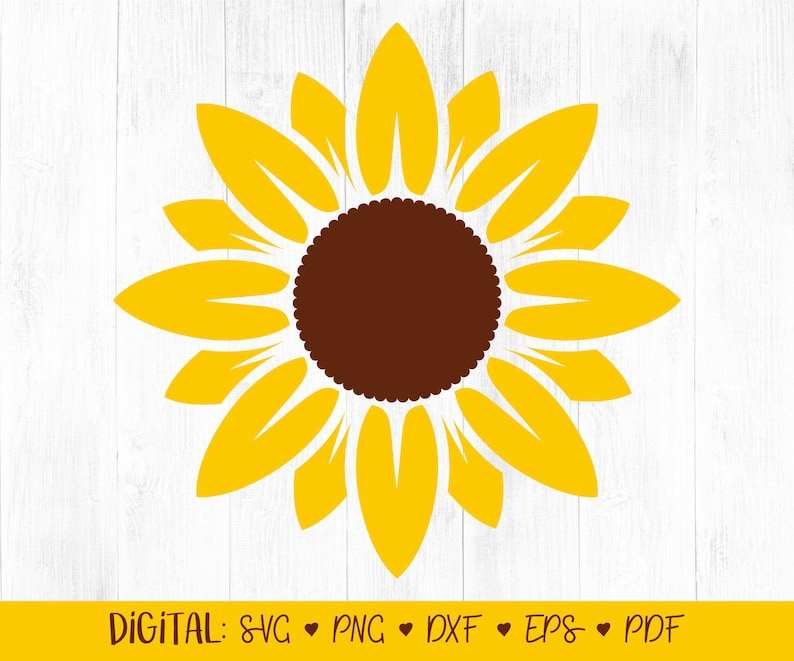 Sunflower Svg Free, Flower Clipart, Yellow, Svg Files Cricut, Digital Download#1