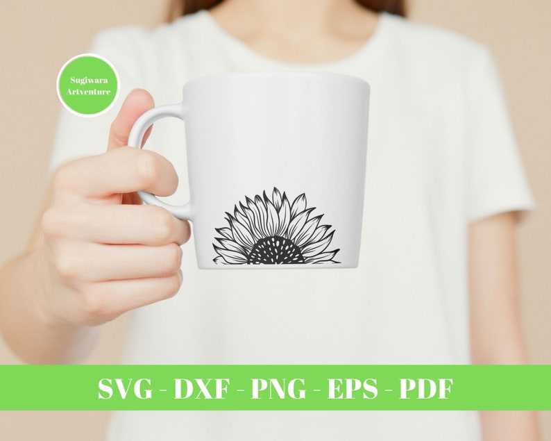 Half Sunflower Svg Free, Sunflower Cut File Flower Svg, Digital Download#4
