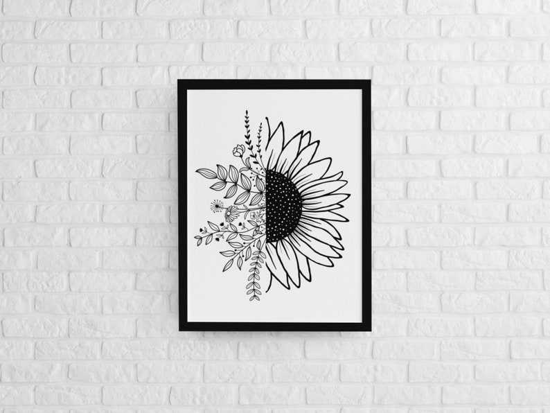 Half Sunflower Svg, Wildflowers Svg, Flower Svg, Digital download#6