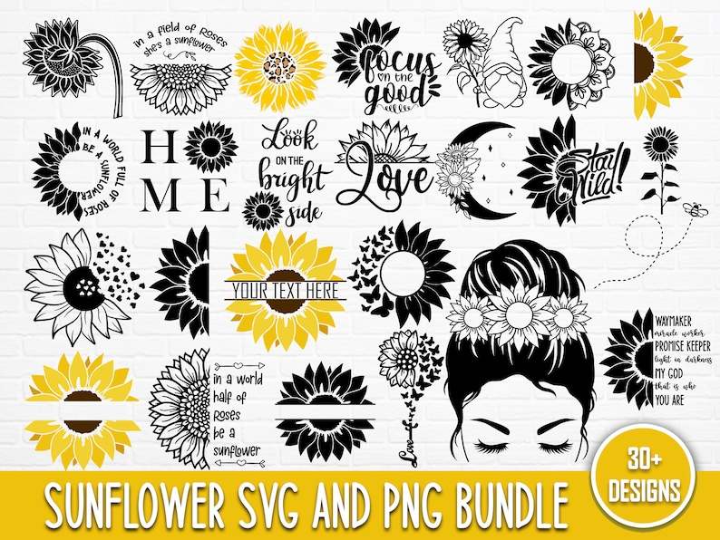 Sunflower Svg Bundle, Sunflower SVG, Flower SVG, Monogram Svg, Digital Download#1