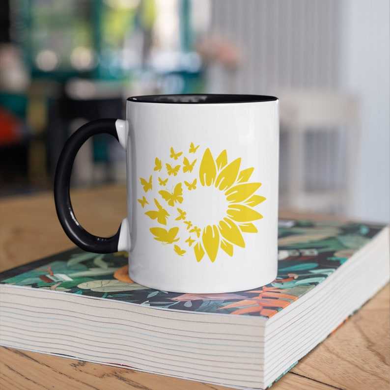 Sunflower Butterfly Svg, Distressed Sunflower, Sunflower and Butterflies Print Design, Digital Download#3